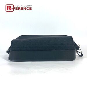 Dior Logo Shoulder Bag Canvas Leather Black